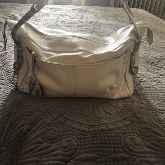 Furla White Shoulder Bag with Snakeskin Straps - Picture 3 of 14